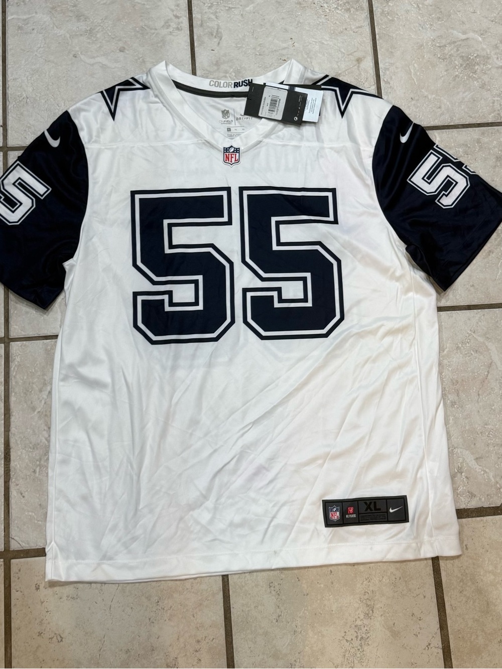 Nike White & Navy #55 Dallas Cowboys Football Jersey